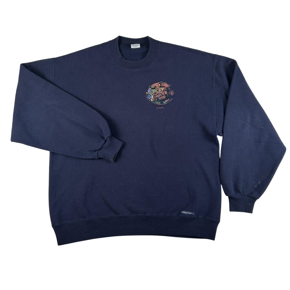Vintage Crazy Shirts Sweatshirt Mens Medium Fleece Pullover Kii Pohaku Graphic